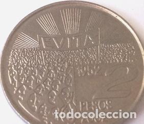 Monedas antiguas de Am&eacute;rica: moneda de 2 pesos evita - Foto 1