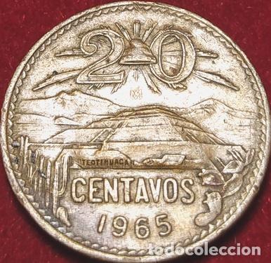 Monedas antiguas de Am&eacute;rica: moneda 20 centavos mexico 1965 - Foto 1