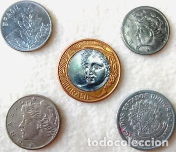 Monedas antiguas de Am&eacute;rica: lote de 5 monedas brasil - Foto 1