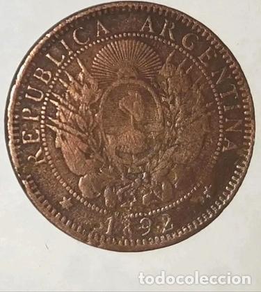 Monedas antiguas de Am&eacute;rica: 2 centavos 1892 argentina - Foto 1