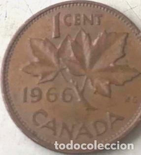 Monedas antiguas de Am&eacute;rica: 1 centavo 1966 canada - Foto 1
