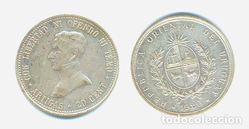 Monedas antiguas de Am&eacute;rica: uruguay 20 cent 1920 exc - Foto 1