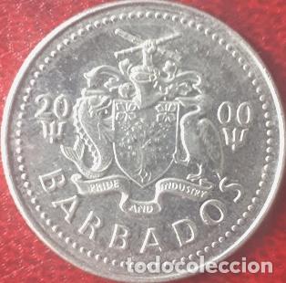 Monedas antiguas de Am&eacute;rica: moneda barbados 2000 25 centavos - Foto 1