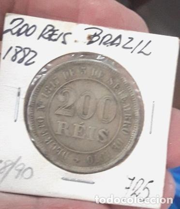 Monedas antiguas de Am&eacute;rica: moneda brasil 200 reis 1882 ref libro chile - Foto 1
