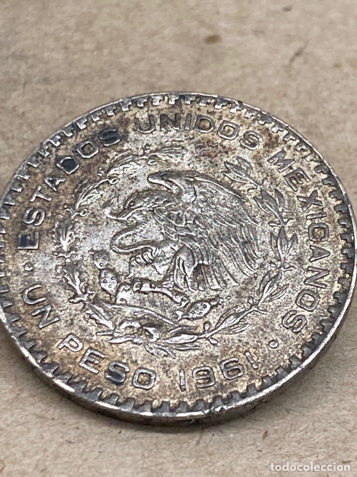 Monedas antiguas de Am&eacute;rica: Moneda de plata Un peso 1961 - Foto 2