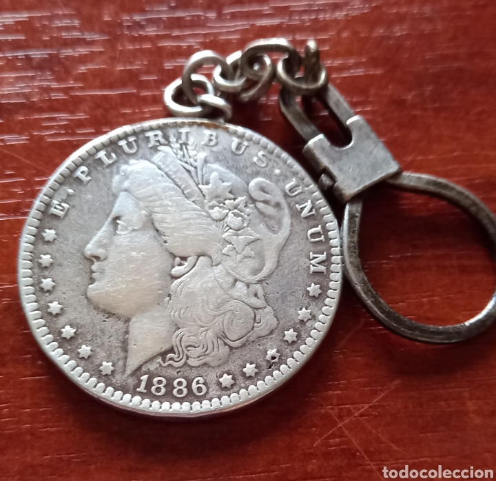 Monedas antiguas de Am&eacute;rica: 1 D&oacute;lar de plata de 1886. Llavero