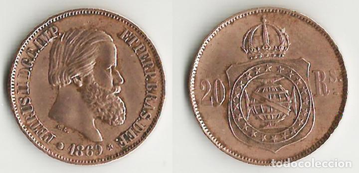 Monedas antiguas de Am&eacute;rica: BRASIL - 20 REIS - 1869 - E.B.C. - BRONCE - Foto 1
