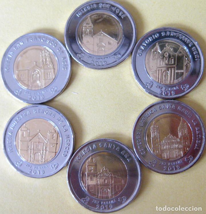 Monedas antiguas de Am&eacute;rica: Panam&aacute;, Set de 6 x 1 Balboa 2019: Iglesias./ Sin Circular (fotos).