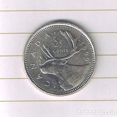 Monedas antiguas de América: MONEDA CANADA 25 CENTAVOS CANADIENSES 1990. Lote 322430618