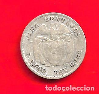 Monedas antiguas de Am&eacute;rica: COLOMBIA 10 CENTS 1913, PLATA