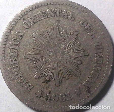 Monedas antiguas de Am&eacute;rica: moneda uruguay 5 centesimos 1901 - Foto 1
