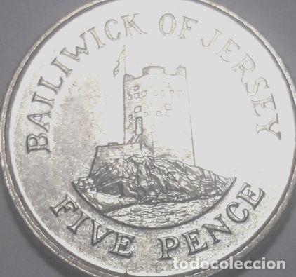 Monedas antiguas de Am&eacute;rica: moneda jersey 1993 five pence - Foto 1
