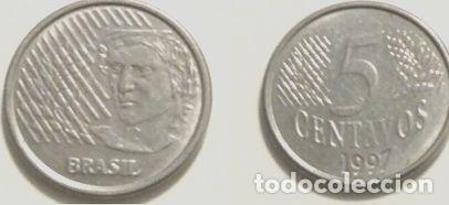 Monedas antiguas de Am&eacute;rica: brasil moneda 5 centavos ano 1997 - Foto 1