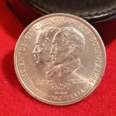 Monedas antiguas de América: MONEDA DE PLATA DE BOLIVIA, 250 PESOS DE 1975, 150 ANIVERSARIO DE LA INDEPENDENCIA, BUEN EJEMPLAR.. Lote 327332163