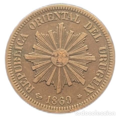 Monedas antiguas de Am&eacute;rica: URUGUAY. 2 CENT&Eacute;SIMOS. 1.869 - Foto 1
