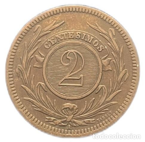 Monedas antiguas de Am&eacute;rica: URUGUAY. 2 CENT&Eacute;SIMOS. 1.869 - Foto 2
