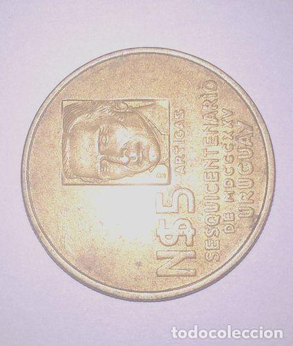 Monedas antiguas de Am&eacute;rica: moneda 5 pesos uruguay sesquicentenario - Foto 1