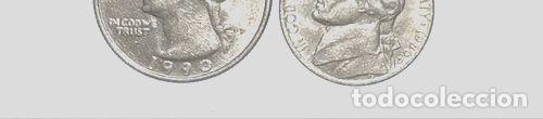 Monedas antiguas de Am&eacute;rica: eeuu 2 cuartos de dolar 5 centavos 1 dime - Foto 1