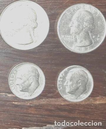 Monedas antiguas de Am&eacute;rica: monedas eeuu cuarto de dolar y un dime - Foto 1