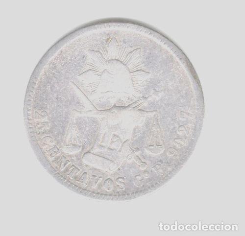 Monedas antiguas de Am&eacute;rica: moneda mexico 25 centavos 1886 plata - Foto 1