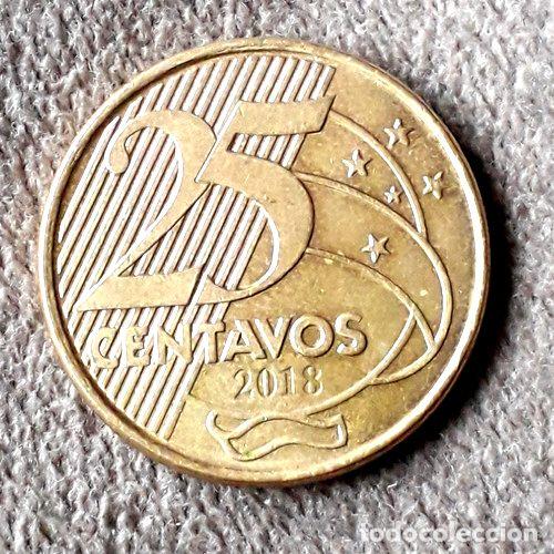 Monedas antiguas de Am&eacute;rica: moneda de 25 centavos de brasil ano 2018 - Foto 1