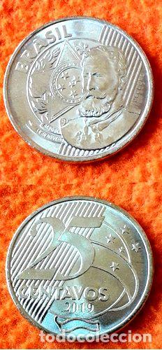 Monedas antiguas de Am&eacute;rica: moneda de brasil de 25 centavos de real 2019 sin circular - Foto 1