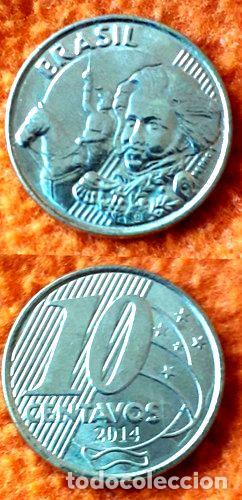 Monedas antiguas de Am&eacute;rica: moneda de brasil 10 centavos de real 2014 sin circular - Foto 1