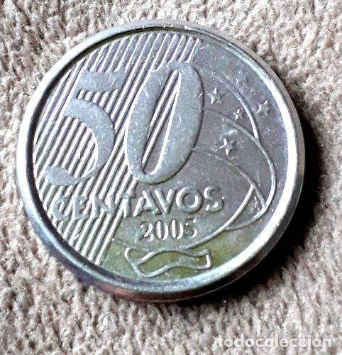 Monedas antiguas de Am&eacute;rica: moneda de brasil de 50 centavos ano 2005 - Foto 1