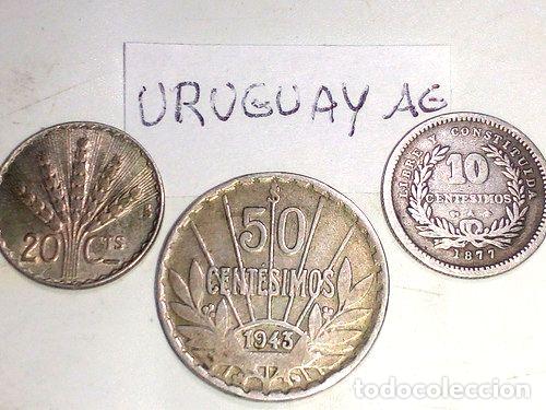 Monedas antiguas de Am&eacute;rica: monedas de uruguay de plata - Foto 1
