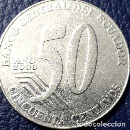 Monedas antiguas de Am&eacute;rica: moneda 50 centavos dolar ecuador ano 2000 - Foto 1