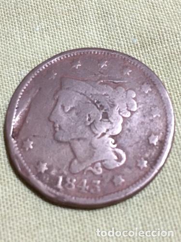 Monedas antiguas de Am&eacute;rica: moneda de 1 centavo eeuu ano 1843 estado regular - Foto 1