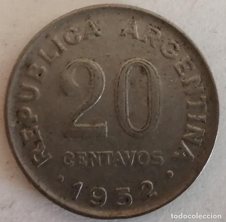 Monedas antiguas de Am&eacute;rica: monedas Argentina 20 centavos - Foto 1