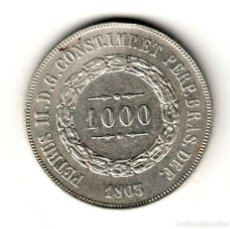 Monedas antiguas de América: BRASIL 1000 REIS PLATA 1863 PEDRO II - KM 465. Lote 337751513