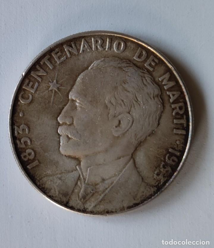 MonedaplatacentenariodeMartí.1pesoCuba1953