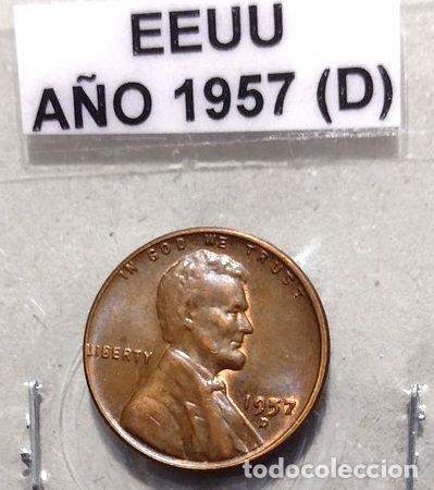 Monedas antiguas de Am&eacute;rica: moneda de un centavo de eeuu ano 1957 - Foto 1