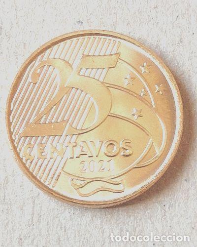 Monedas antiguas de Am&eacute;rica: moneda de brasil ano 2021 de 25 centavos - Foto 1