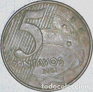 Monedas antiguas de Am&eacute;rica: brasil moneda 5 centavos 2002 km 648 - Foto 1