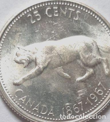 Monedas antiguas de Am&eacute;rica: moneda canada 25 centavos 1967 plata - Foto 1