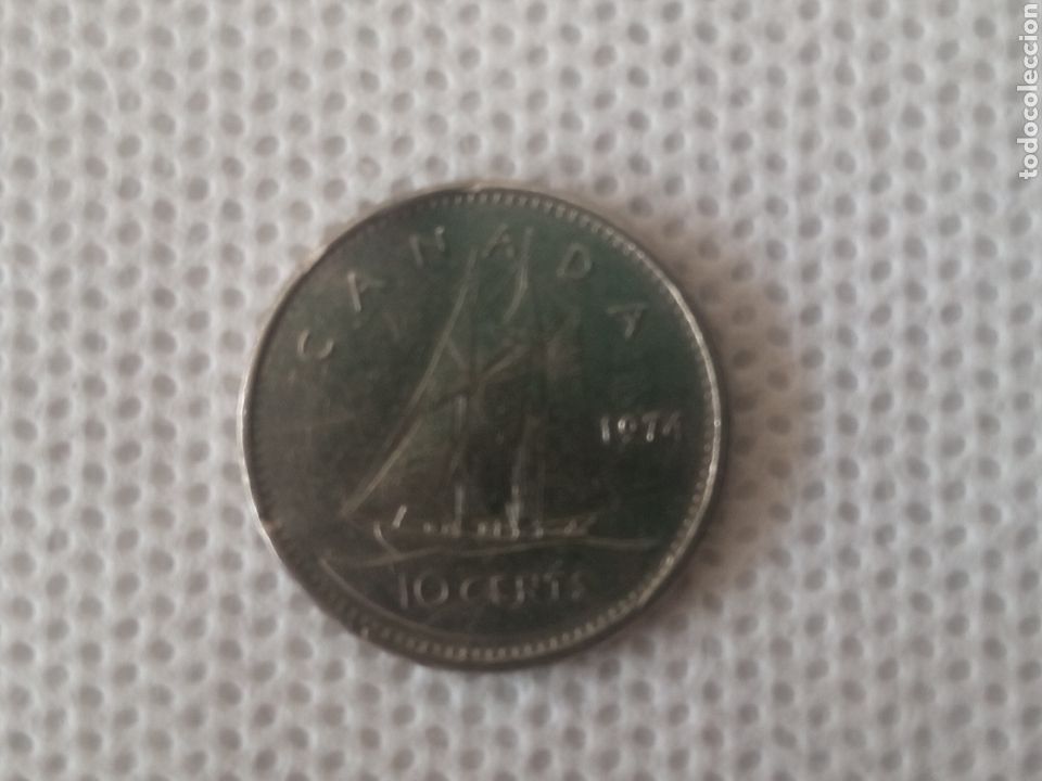 Monedas antiguas de Am&eacute;rica: Canad&aacute; moneda 10 centavos 1974 - Foto 2