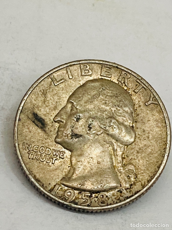 Monedas antiguas de Am&eacute;rica: Moneda de plata Quarter Dollar 1958 - Foto 1