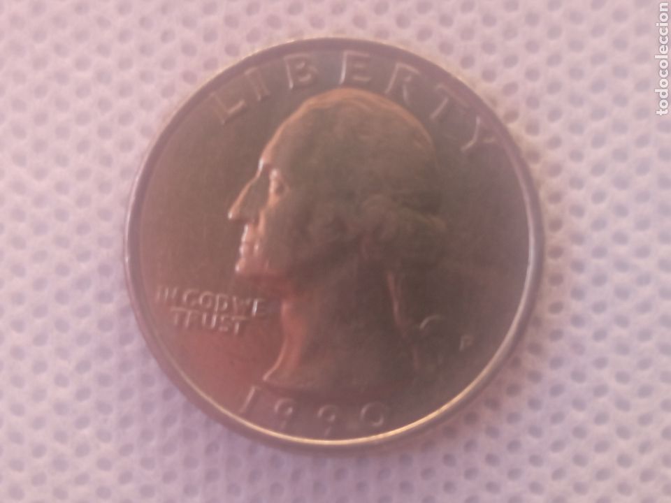 Monedas antiguas de Am&eacute;rica: EEUU moneda 1/4 d&oacute;lar 1990 ceca P - Foto 1