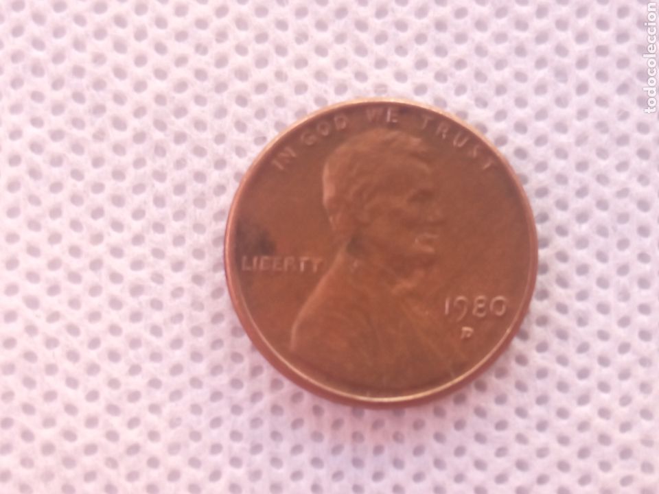 Monedas antiguas de Am&eacute;rica: EEUU moneda 1 centavo 1980 ceca D - Foto 1