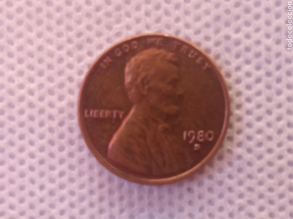 Monedas antiguas de Am&eacute;rica: EEUU moneda 1 centavo 1980 ceca D - Foto 1