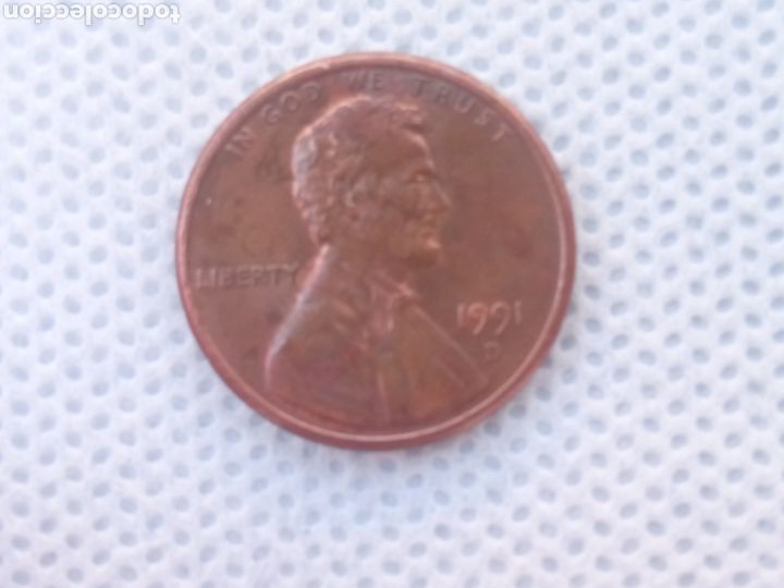 Monedas antiguas de Am&eacute;rica: EEUU moneda 1 centavo 1991 ceca D - Foto 1