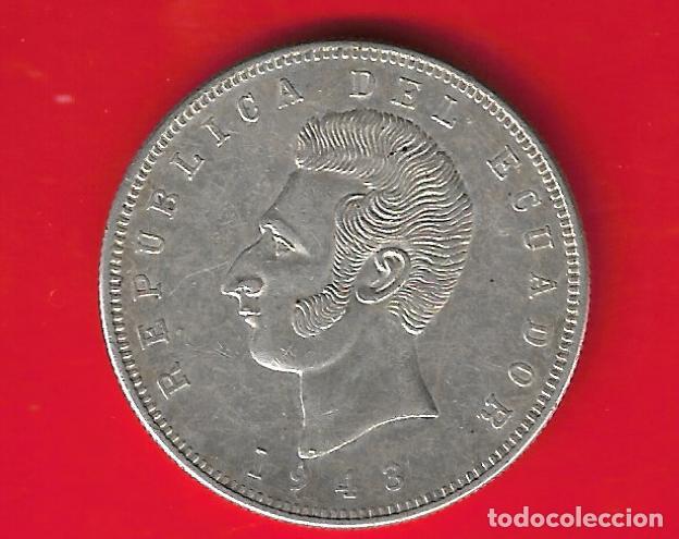 Monedas antiguas de Am&eacute;rica: ECUADOR 5 SUCRES 1943
