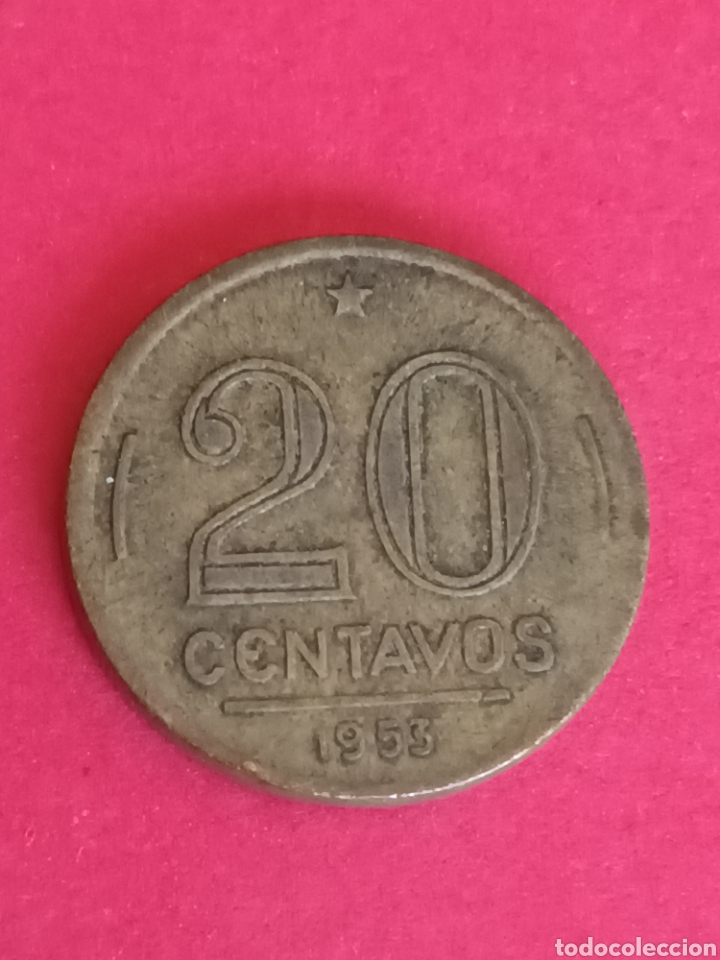 Monedas antiguas de Am&eacute;rica: BRASIL. 20 CENTAVOS DE 1953. - Foto 2