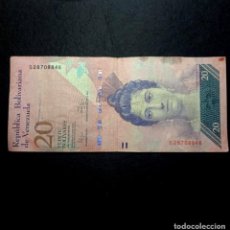 Monedas antiguas de América: BILLETE VENEZUELA 20 BOLIVALES AÑO 2011.. Lote 350482814