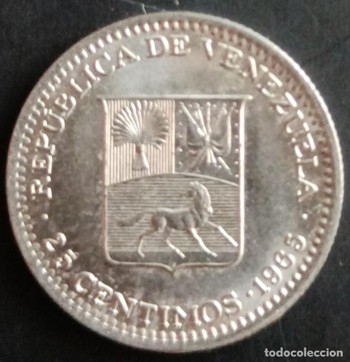 Monedas antiguas de Am&eacute;rica: 25 c&eacute;ntimos 1965 - Venezuela - Foto 1