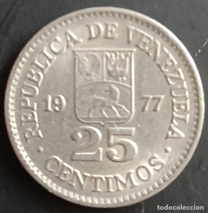 Monedas antiguas de Am&eacute;rica: 25 c&eacute;ntimos 1977 - Venezuela - Foto 1
