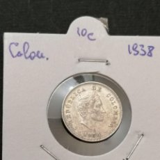 Monedas antiguas de América: PLATA, MONEDA COLOMBIA,1938, ,10 CÉNTIMOS ,2,50 GR, MBC+. Lote 354658588